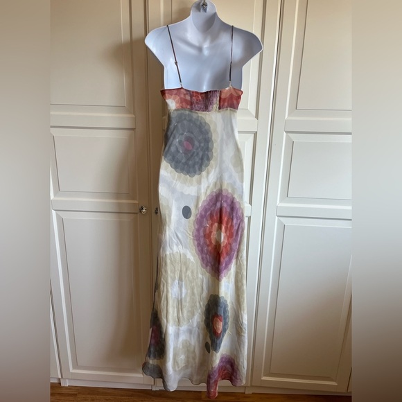 Club Monaco 100% Silk Slip Dress, Size 00,  Cream with Colorful Abstract Print. - Picture 5 of 12